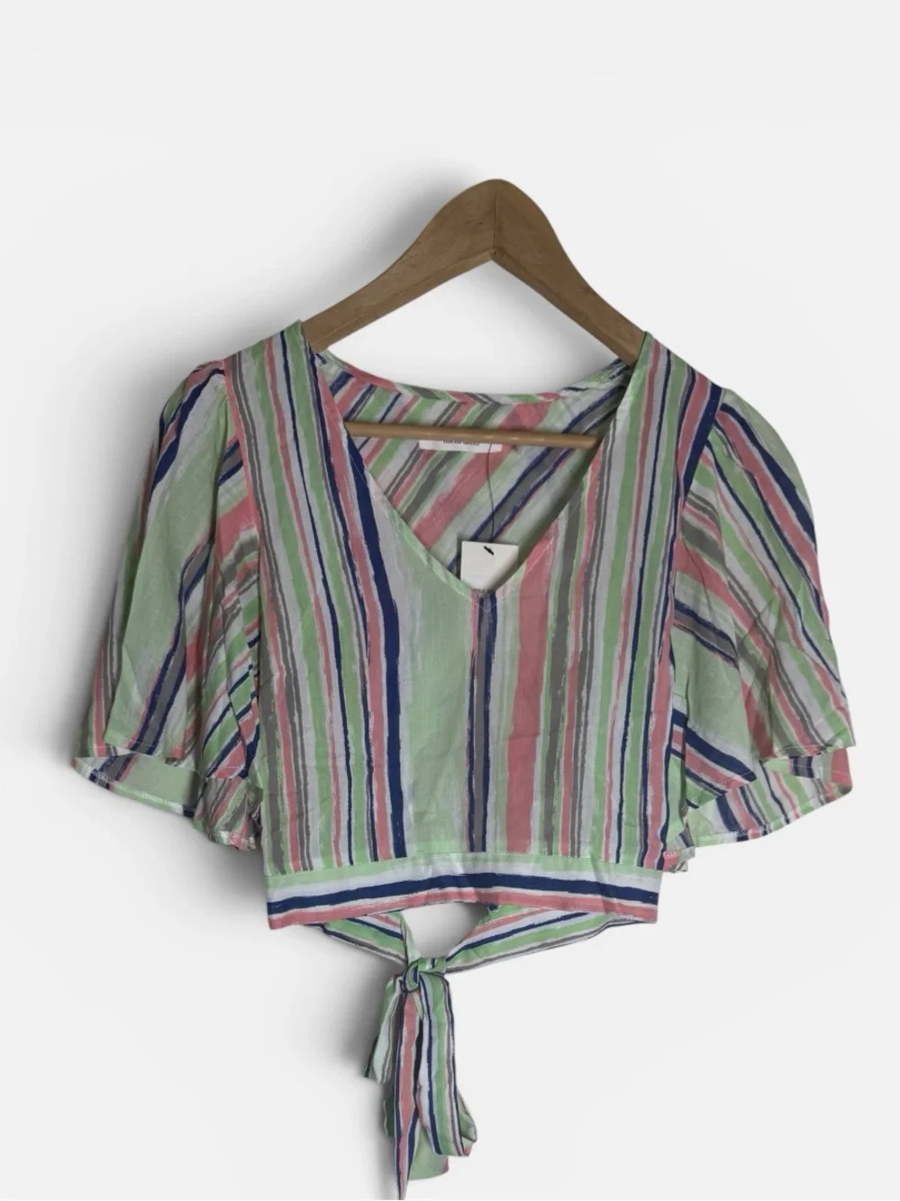 NWT Idem Ditto Striped Crop Tie-Front/Wide Leg Set in Pastel Colors Boutique S - Picture 2 of 5